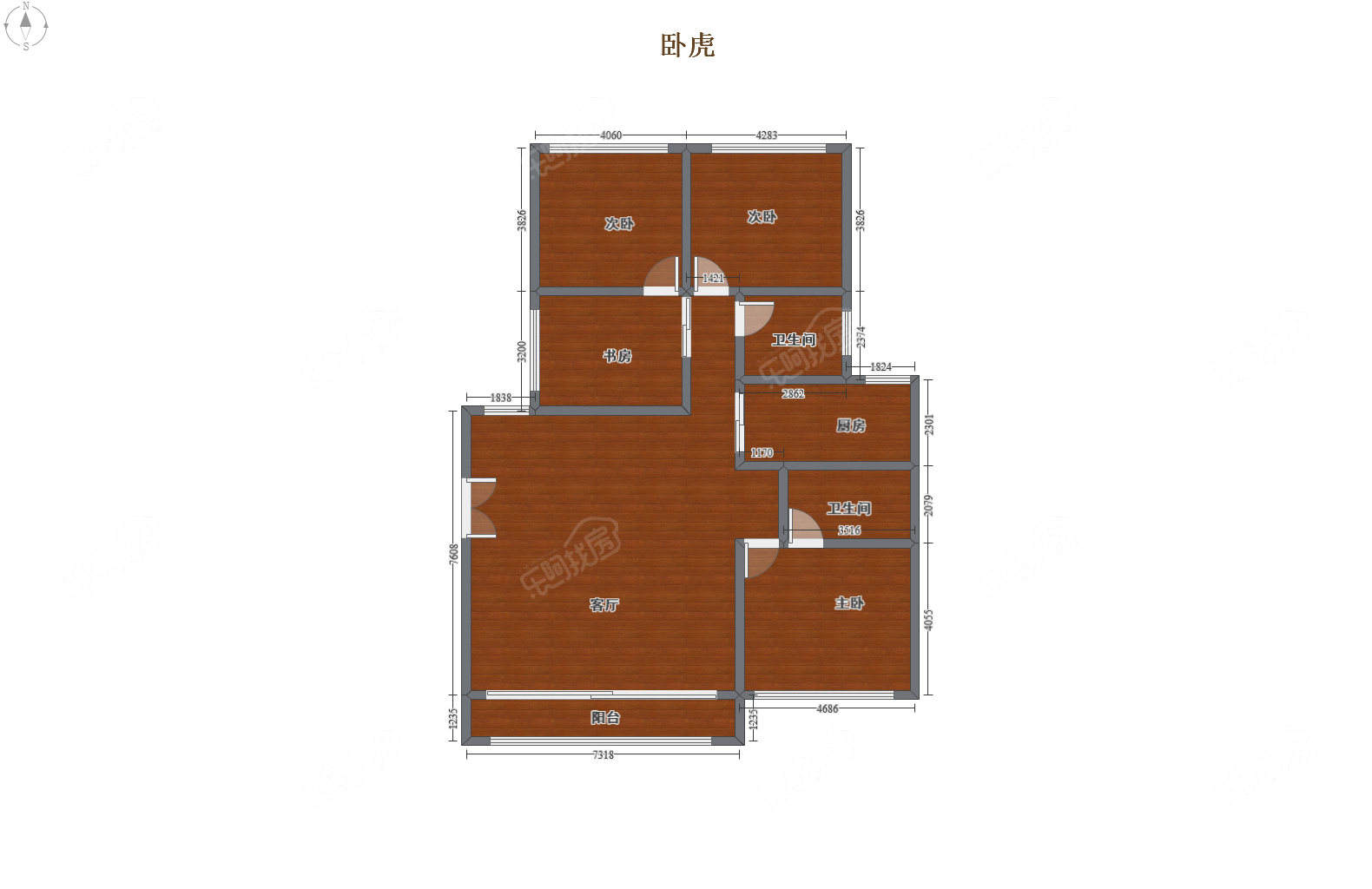 大儒世家卧琥 4室2厅目前中间楼层毛坯一套在售的南北通透