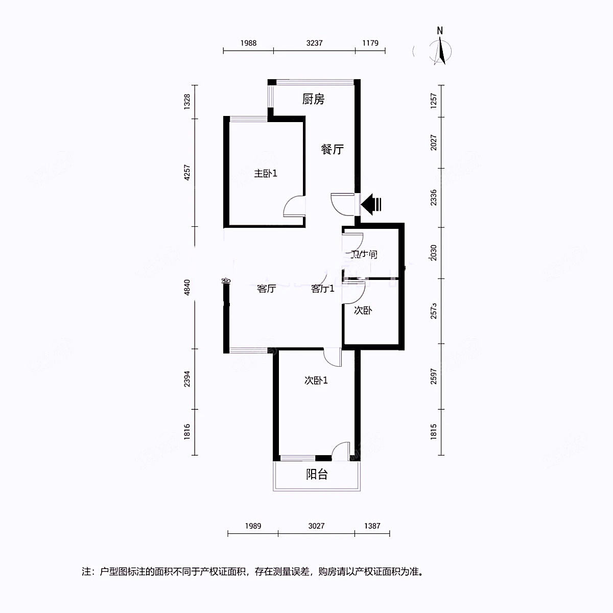 长城花园 3室2厅 南  中间楼层，南北通透，全明