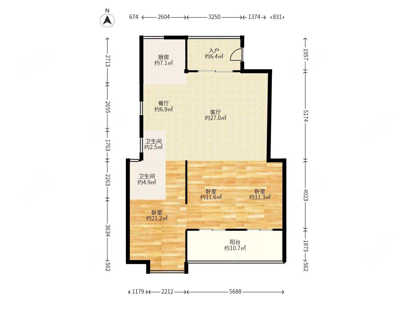 梅峰礼居，15年次新社区，纯毛坯，三房并排朝南，采光好