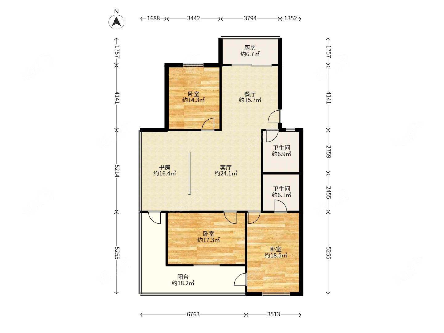 钱塘小屏东中 近距离贴砖新社区 中间楼层端头户 L形大阳台