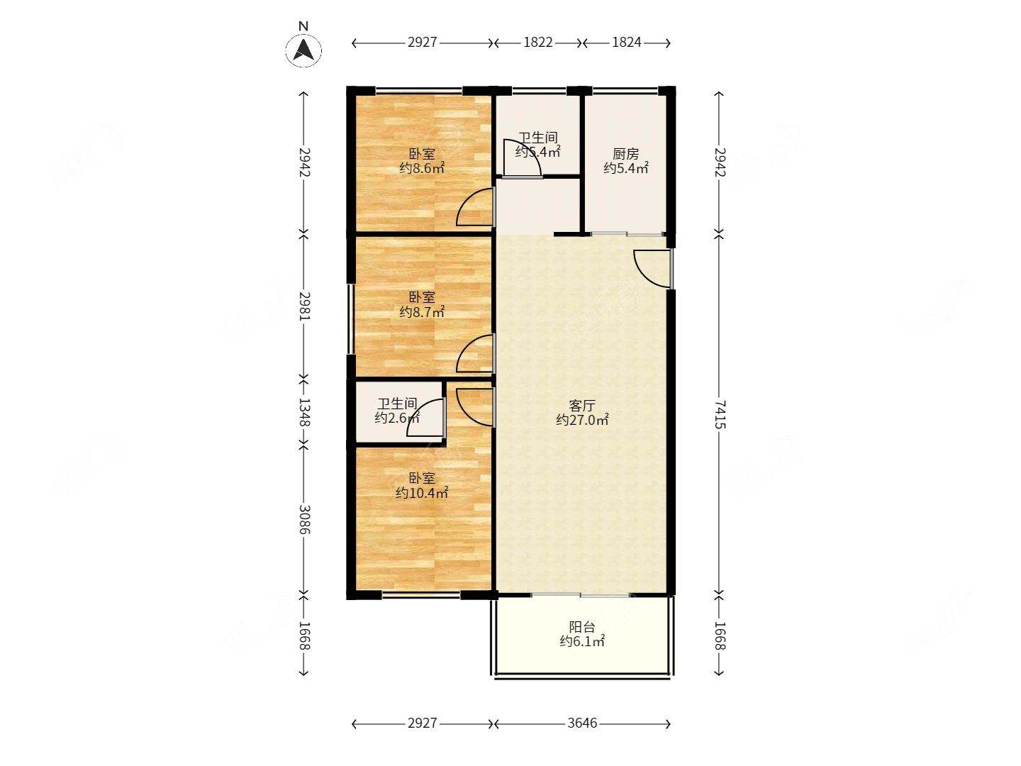 建发悦府 3室1厅一厨一卫 西南北