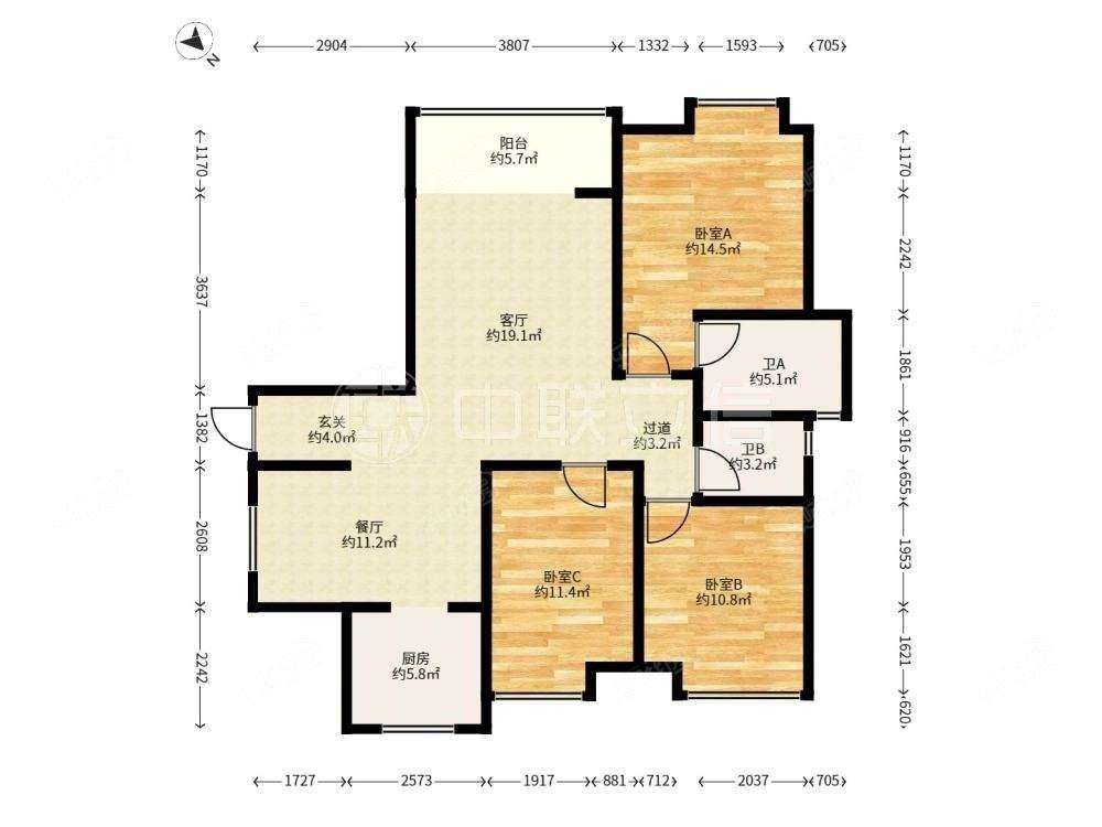 翡翠城 3室2厅 东南